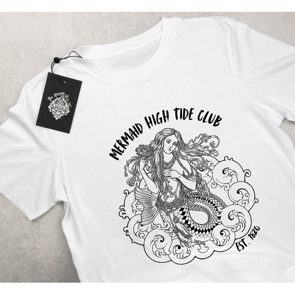 "Mermaid High Tide Club" Short Sleeve Unisex Tee - Picture 2 of 5